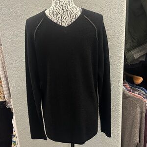 Vintage Rogan 100% Merino Wool Men’s Black V-Neck Sweater